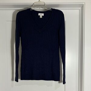 LOFT Women's Deep Blue V-Neck Sweater
